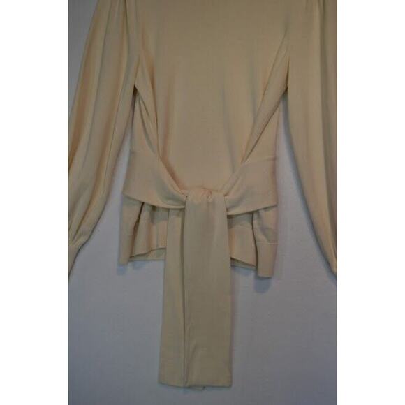 Lauren Ralph Lauren Sweater Womens Medium Ivory Belt Tie Balloon Sleeve Knit - Picture 9 of 11